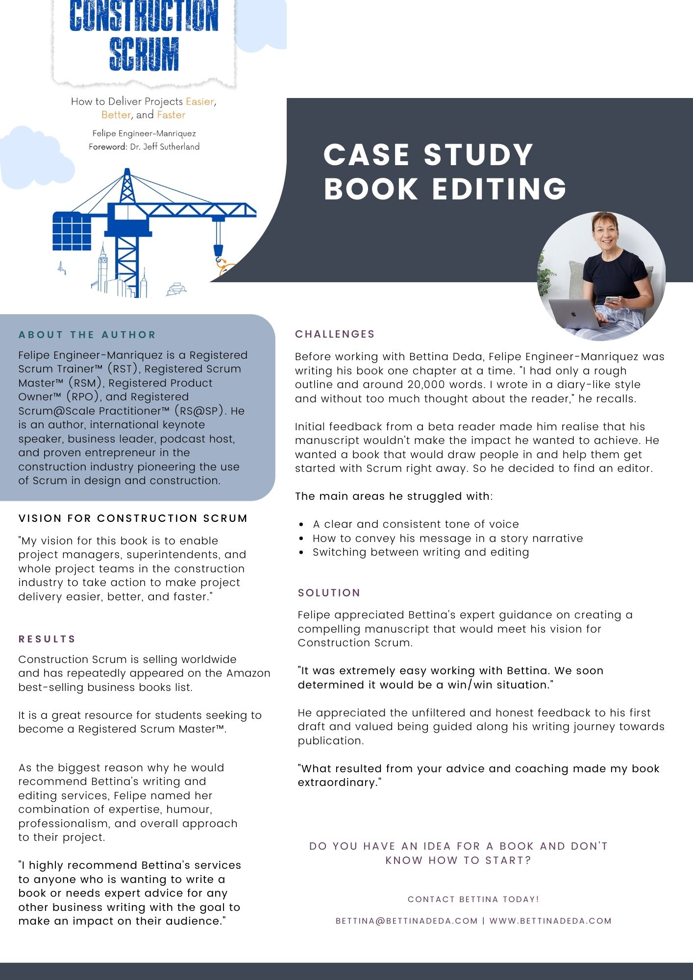 Editing services, Case study business book editing, construction scrum by Felipe Engineer-Manriquez, editing, ghostwriting
